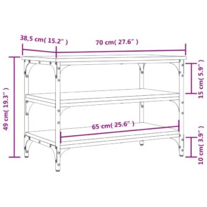 vidaXL Skobänk sonoma-ek 70x38,5x49 cm konstruerat trä - Bild 10