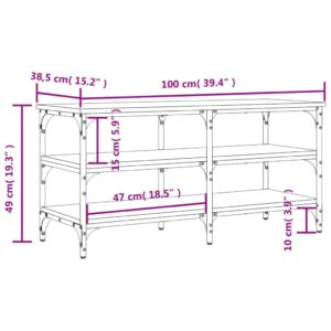 vidaXL Skobänk rökfärgad ek 100x38,5x49 cm konstruerat trä - Bild 10