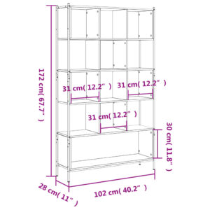 vidaXL Bokhylla rökfärgad ek 102x28x172 cm konstruerat trä - Bild 12