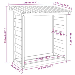 vidaXL Vedställ vaxbrun 108x64,5x110 cm massiv furu - Bild 10