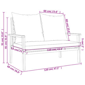 vidaXL Trädgårdsbänk 120 cm med dyna massivt akaciaträ - Bild 8