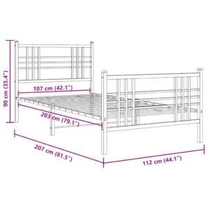 vidaXL Sängram med huvudgavel och fotgavel vit metall 107x203 cm - Bild 8