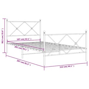 vidaXL Sängram med huvudgavel och fotgavel vit metall 107x203 cm - Bild 8