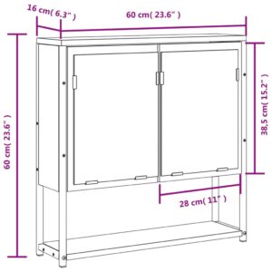 vidaXL Spegelskåp för badrum sonoma-ek 60x16x60 cm konstruerat trä - Bild 12