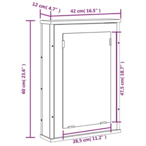 vidaXL Spegelskåp för badrum grå sonoma 42x12x60 cm konstruerat trä - Bild 12