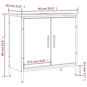 vidaXL Tvättställsskåp rökfärgad ek 60x30x60 cm konstruerat trä - Bild 11