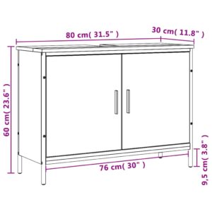 vidaXL Tvättställsskåp brun ek 80x30x60 cm konstruerat trä - Bild 11