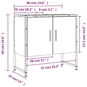 vidaXL Tvättställsskåp brun ek 60x33x60 cm konstruerat trä - Bild 11