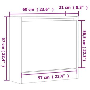 vidaXL Skohylla betonggrå 60x21x57 cm konstruerat trä - Bild 9