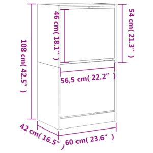 vidaXL Skoskåp med 2 flip-lådor vit 60x42x108 cm - Bild 10