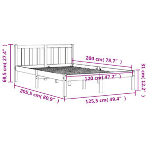 vidaXL Sängram vaxad brun 120x200 cm massiv furu - Bild 9