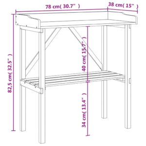 vidaXL Växtbord med hylla 78x38x82,5 cm massivt granträ - Bild 9