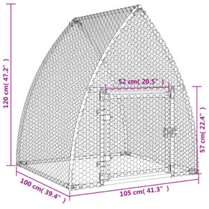 vidaXL Hönsbur silver 100x105x120 cm galvaniserat stål - Bild 11