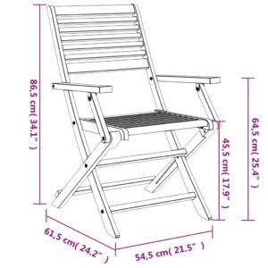 vidaXL Hopfällbara trädgårdsstolar 4 st 54,5x61,5x86,5cm massiv akacia - Bild 10