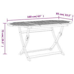 vidaXL Hopfällbart trädgårdsbord 160x85x75 cm massivt akaciaträ - Bild 9