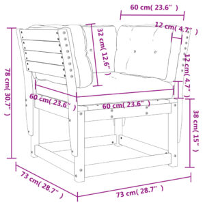 vidaXL Trädgårdssoffa med armstöd och dynor vaxbrun massiv furu - Bild 10