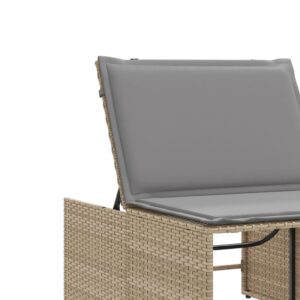 vidaXL Solsängar 2 st med bord beige konstrotting - Bild 10