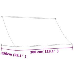 vidaXL Markis infällbar gräddvit 300x150 cm tyg och stål - Bild 9