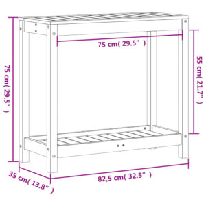 vidaXL Växtbord med hylla 82,5x35x75 cm massiv impregnerad furu - Bild 10