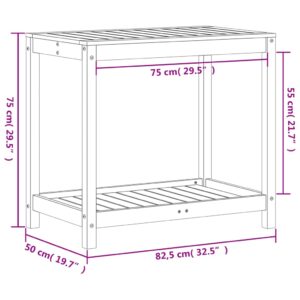 vidaXL Växtbord med hylla vit 82,5x50x75 cm massivt furu - Bild 10