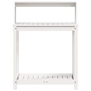 vidaXL Växtbord med hyllor vit 82,5x50x109,5 cm massiv furu - Bild 5