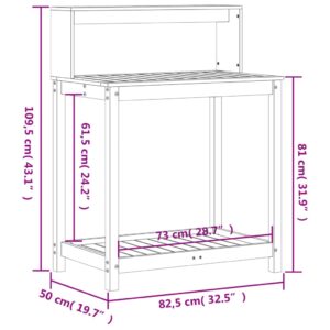 vidaXL Växtbord med hyllor vit 82,5x50x109,5 cm massiv furu - Bild 10