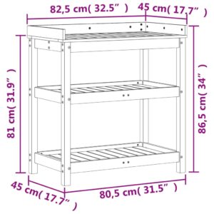 vidaXL Växtbord med hyllor 82,5x45x86,5 cm impregnerad furu - Bild 10