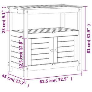 vidaXL Växtbord med hyllor brun 82,5x45x81 cm massiv furu - Bild 10