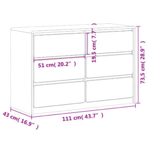 vidaXL Byrå SAUDA ek 111x43x73,5 cm massiv furu - Bild 8