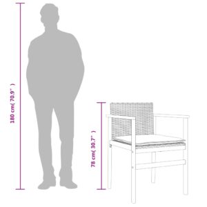 vidaXL Trädgårdsstolar 2 st grå konstrotting och massivt trä - Bild 11