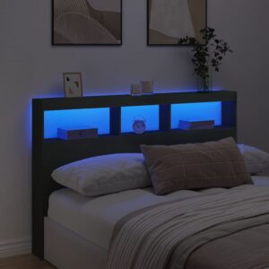 vidaXL Sänggavel med LED svart 160x17x102 cm - Bild 4