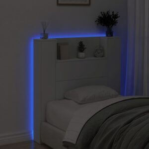 vidaXL Sänggavel med LED vit 100x16,5x103,5 cm - Bild 4