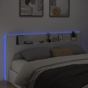 vidaXL Sänggavel med LED vit 220x16,5x103,5 cm - Bild 4