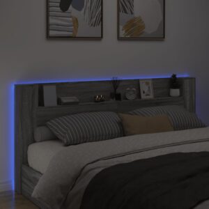 vidaXL Sänggavel med LED grå sonoma 220x16,5x103,5 cm - Bild 4