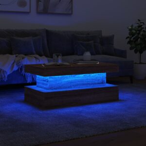 vidaXL Soffbord med LED brun ek 90x50x40 cm - Bild 5