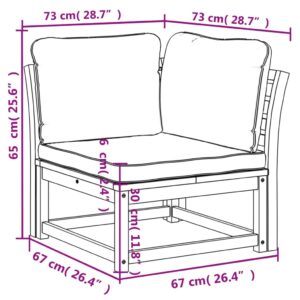 vidaXL Trädgårdssoffa hörn med dynor 73x73x65 cm massivt akaciaträ - Bild 8