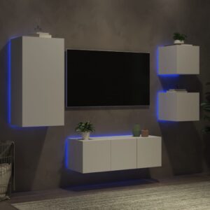 vidaXL Tv-bänk 5 delar LED vit konstruerat trä - Bild 4