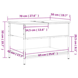 vidaXL Soffbord svart 70x50x50 cm konstruerat trä och metall - Bild 11