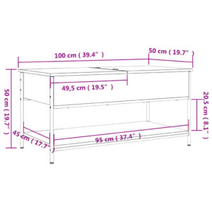 vidaXL Soffbord rökfärgad ek 100x50x50 cm konstruerat trä och metall - Bild 11