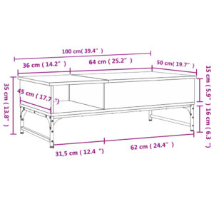 vidaXL Soffbord brun ek 100x50x35 cm konstruerat trä och metall - Bild 11