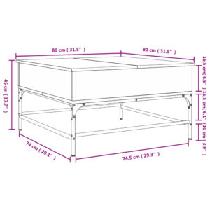 vidaXL Soffbord brun ek 80x80x45 cm konstruerat trä och metall - Bild 11