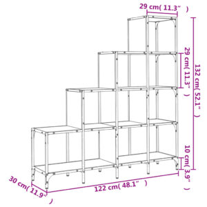 vidaXL Bokhylla brun ek 122x30x132 cm konstruerat trä och metall - Bild 10