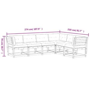 vidaXL Soffgrupp för trädgården med dynor 6 delar massiv douglasgran - Bild 8