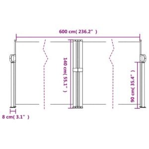 vidaXL Infällbar sidomarkis röd 140x600 cm - Bild 10