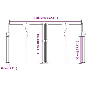 vidaXL Infällbar sidomarkis gräddvit 140x1200 cm - Bild 10