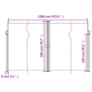 vidaXL Infällbar sidomarkis blå 200x600 cm - Bild 10