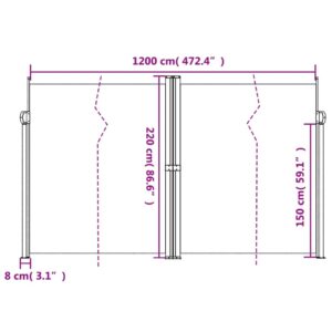 vidaXL Infällbar sidomarkis 220x600 cm svart - Bild 10