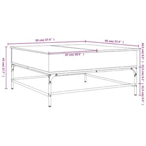 vidaXL Soffbord brun ek 95x95x45 cm konstruerat trä och metall - Bild 11