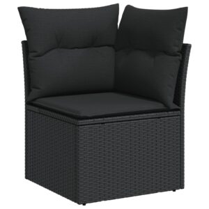 vidaXL Loungegrupp 10 delar med svarta dynor konstrotting - Bild 3