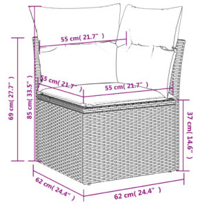 vidaXL Loungegrupp 10 delar med svarta dynor konstrotting - Bild 8